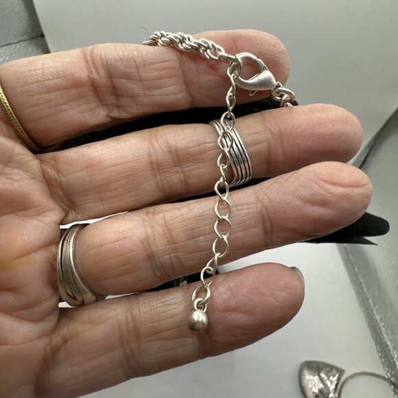 Set Necklace Earrings SilverTone Brass Tribal Geometric Cut Out Rope Chain 18”3” - Picture 12 of 14